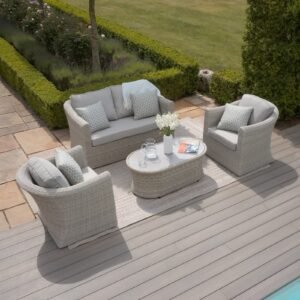 Oxford 2 Seat Rattan Sofa Set - Ceramic Glass