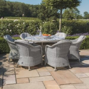 Alternative view of Oxford 6 Seat Round Dining Set with Heritage Dining Chairs & Woven Lazy Susan - Ceramic Glass