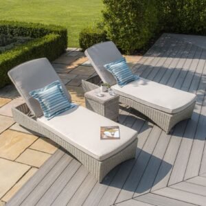 Oxford Rattan Sunlounger Set - Ceramic Glass