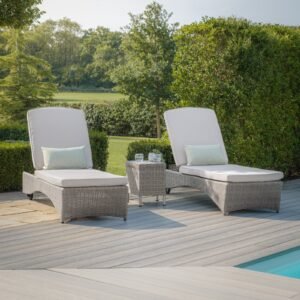 Alternative view of Oxford Rattan Sunlounger Set - Ceramic Glass