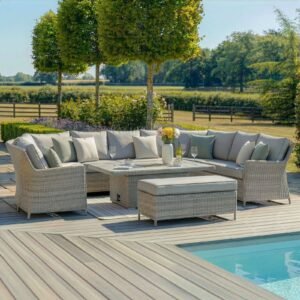 Alternative view of Oxford Royal U-Shaped Rattan Sofa Set with Rising Table - Ceramic Glass